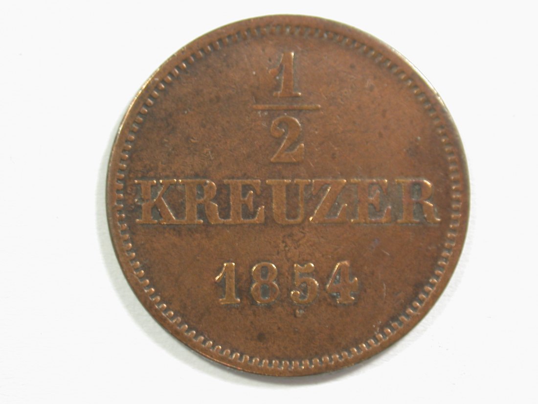  15101 Sachsen Meiningen  1/2 Kreuzer 1854 in f.ss/ss Orginalbilder   