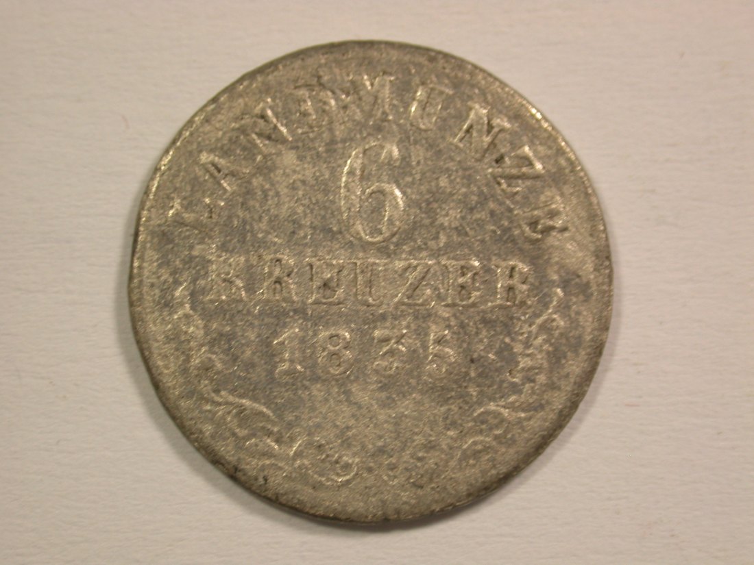 15101 Sachsen Meiningen 6 Kreuzer 1835 in schön Orginalbilder