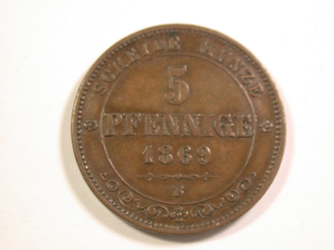  15102 Sachsen 5 Pfennig 1869 B in fast ST Orginalbilder   