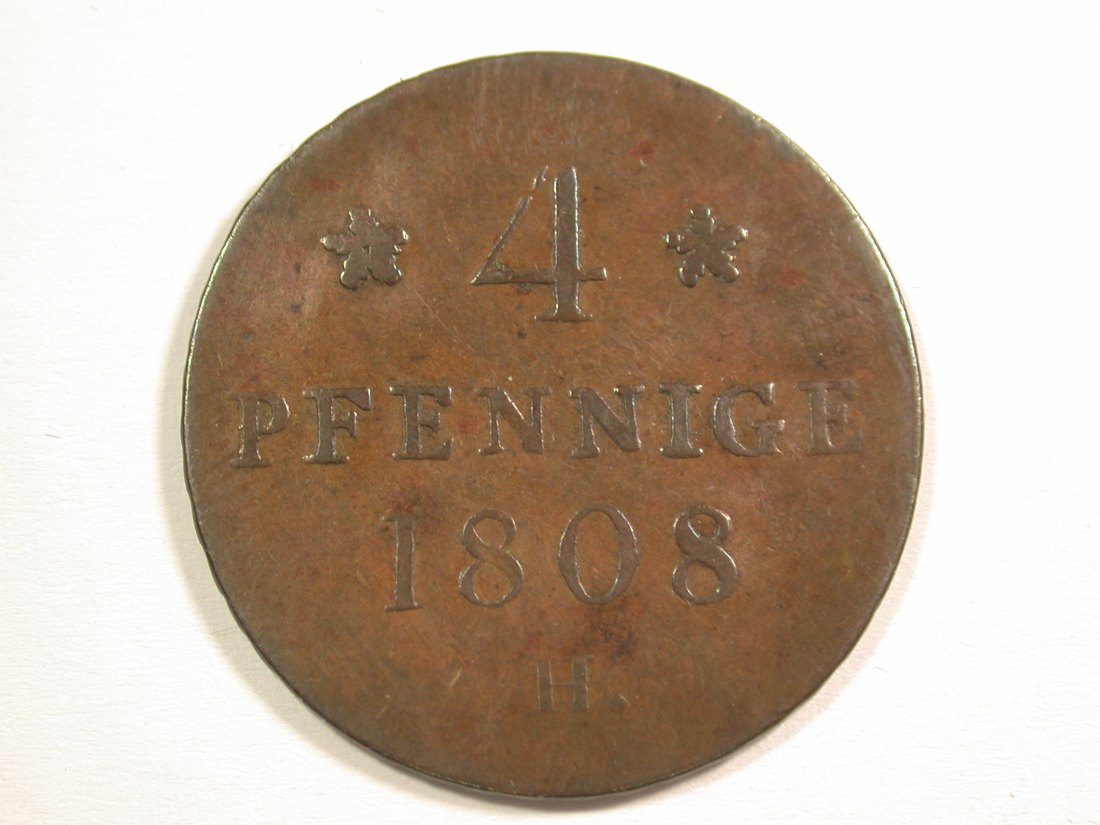  15102 Sachsen 4 Pfennig 1808 in ss+/ss-vz   Orginalbilder   