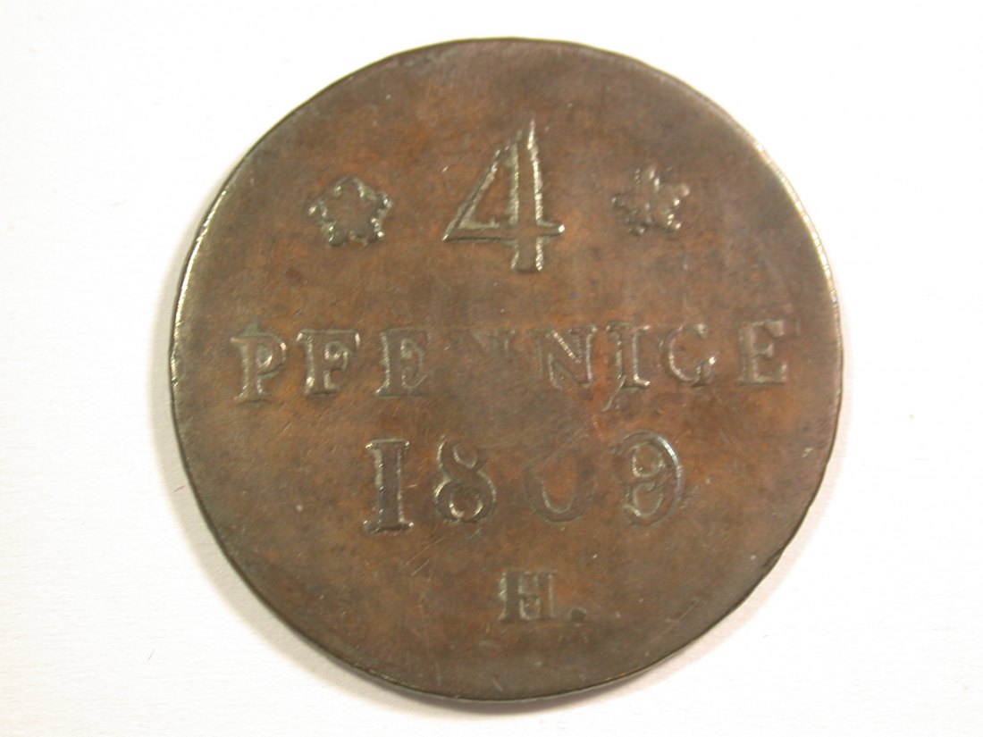 15102 Sachsen 4 Pfennig 1809 in ss Orginalbilder