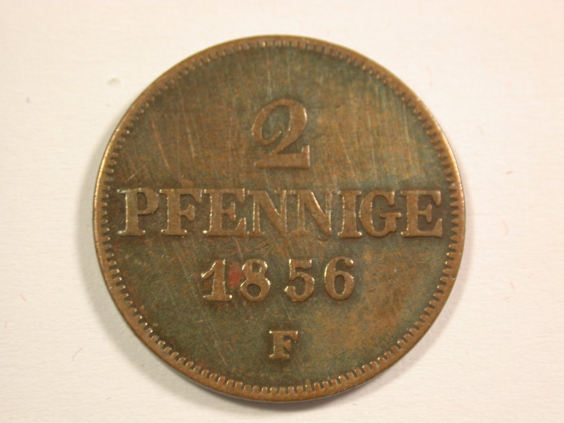 15102 Sachsen 2 Pfennig 1856 F in sehr schön Orginalbilder