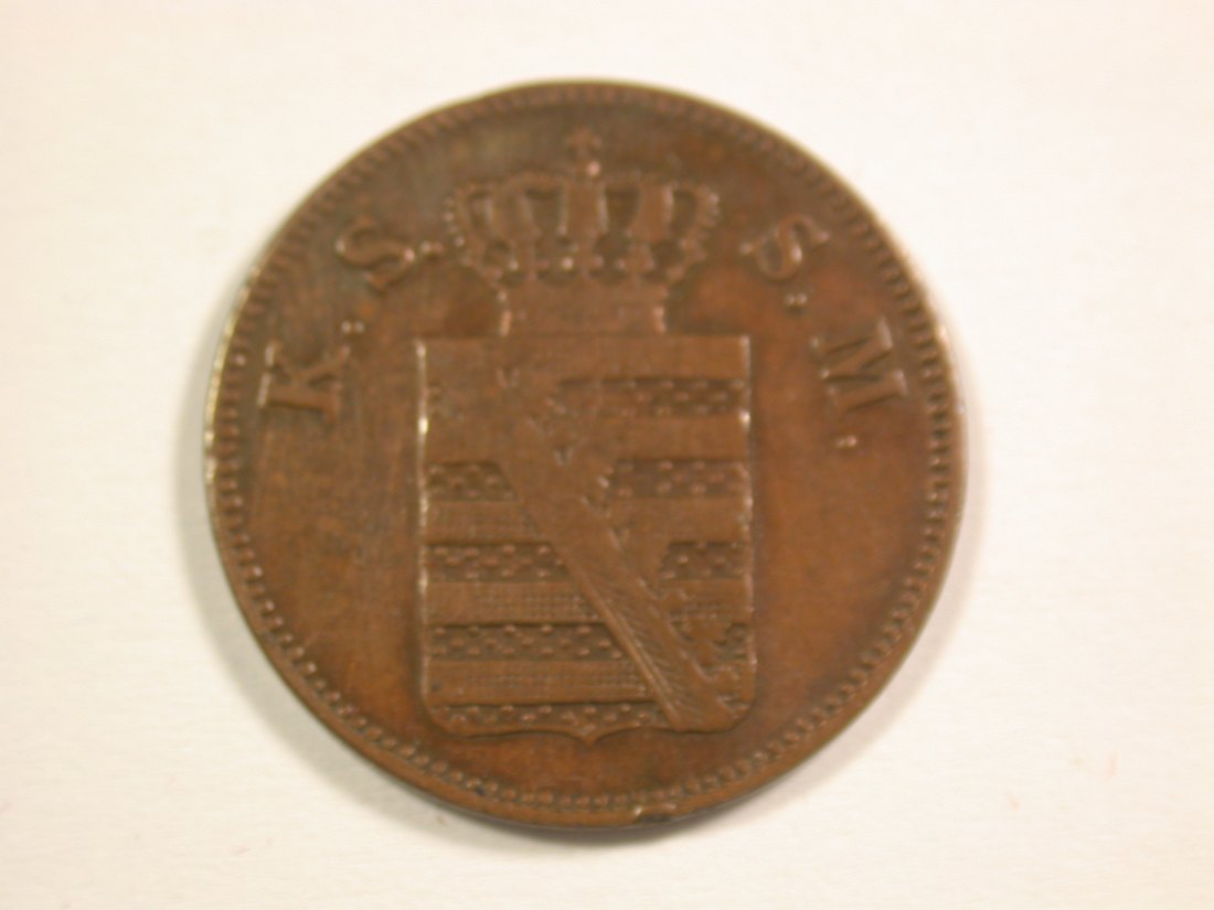  15102 Sachsen 2 Pfennig 1856 F in sehr schön  Orginalbilder   