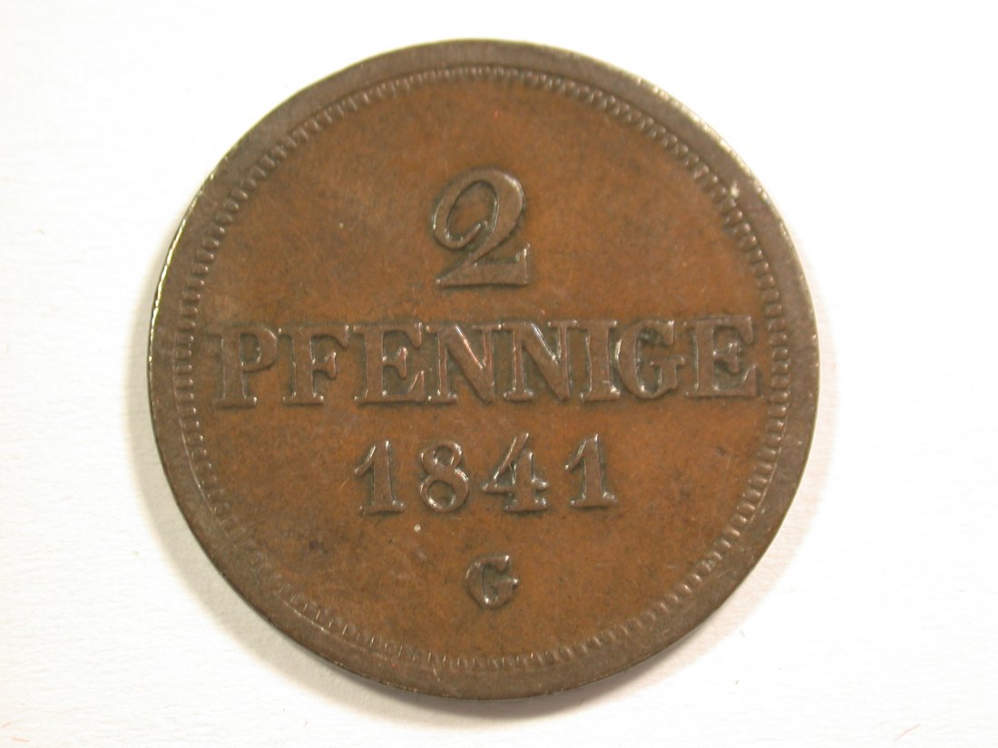  15102 Sachsen 2 Pfennig 1841 G ss-vz Orginalbilder   