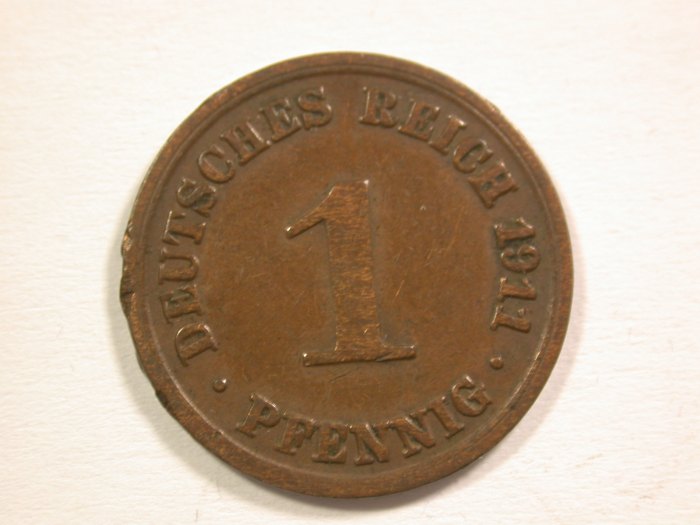  15103 KR 1 Pfennig 1911 A in ss, Rdf Orginalbilder   