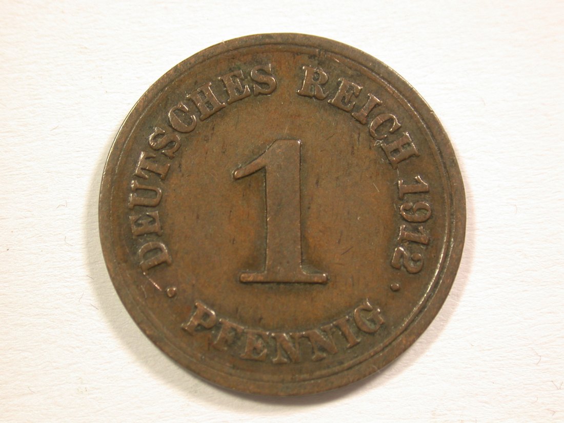  15103 KR 1 Pfennig 1912 F in ss Orginalbilder   