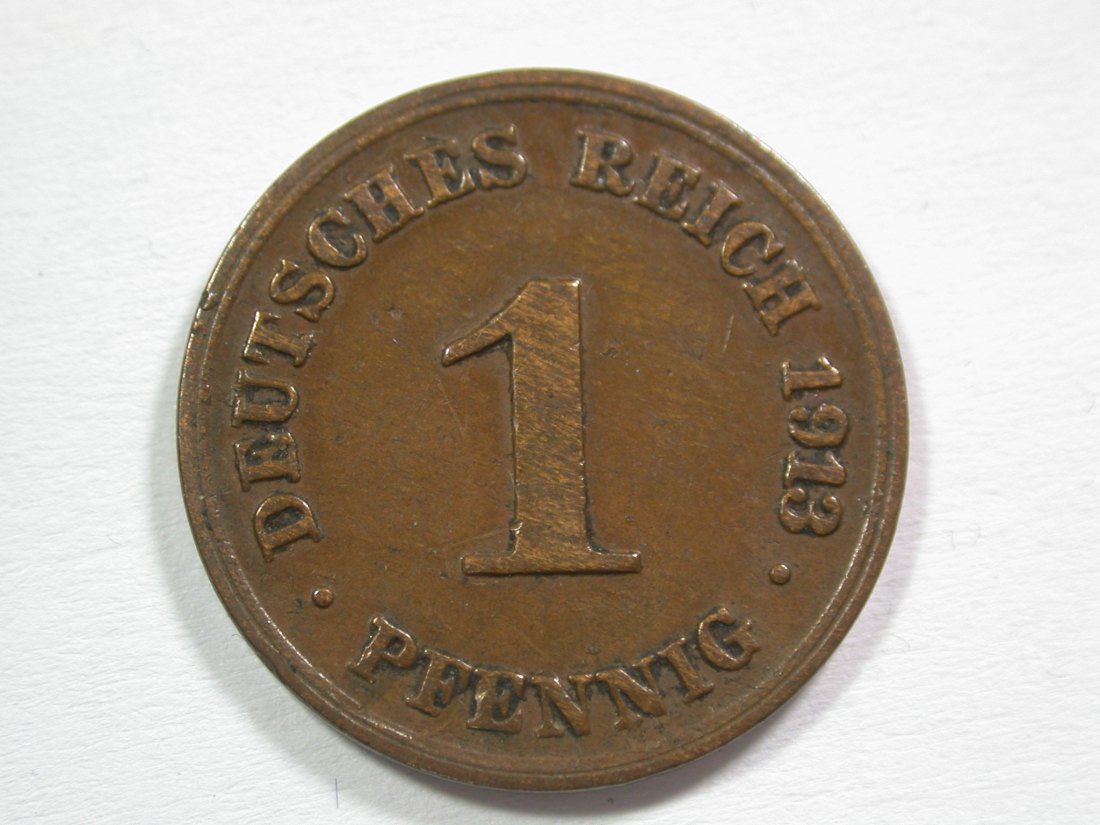  15103 KR 1 Pfennig 1913 D in ss-vz  Orginalbilder   