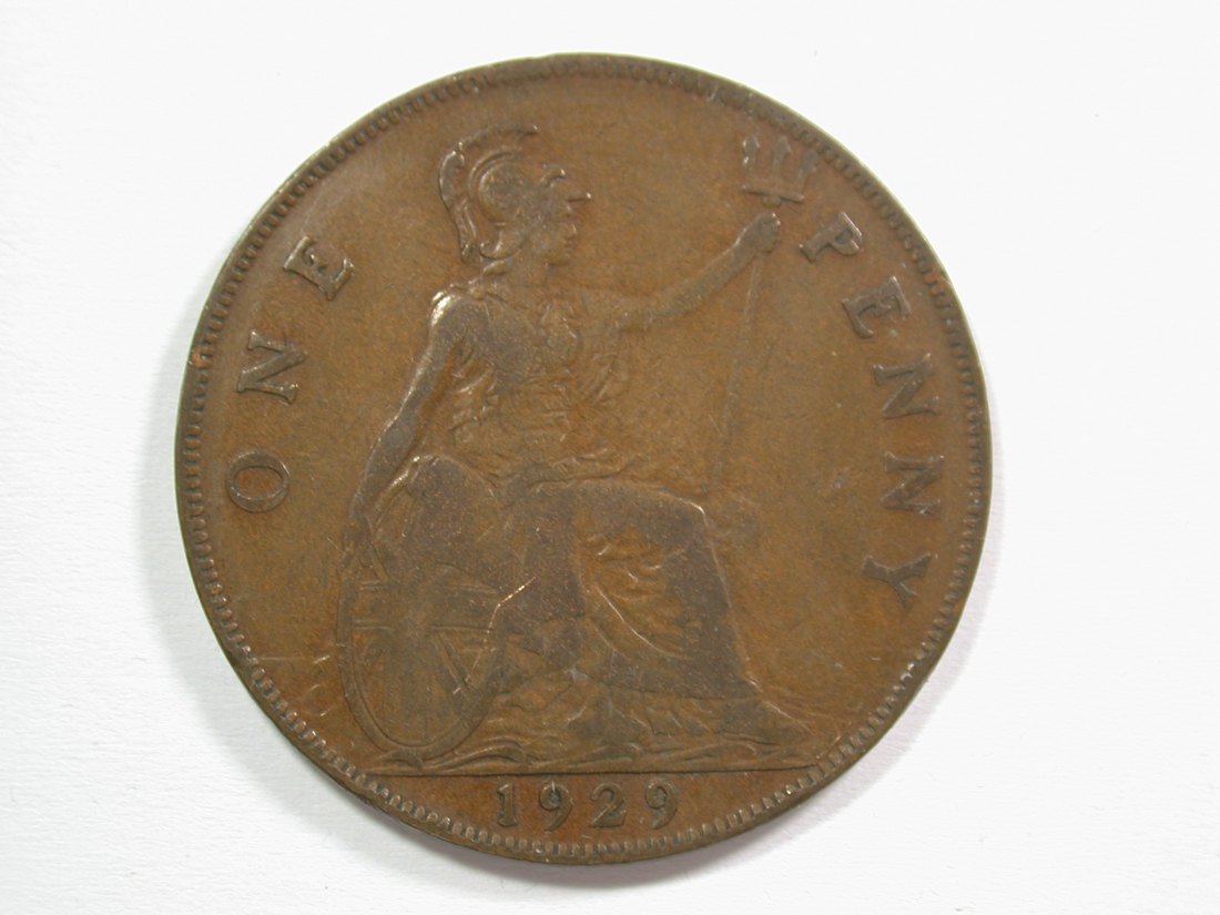  15104 Großbritanien 1 Penny 1929 große Kupfermünze in sehr schön+ Orginalbilder   
