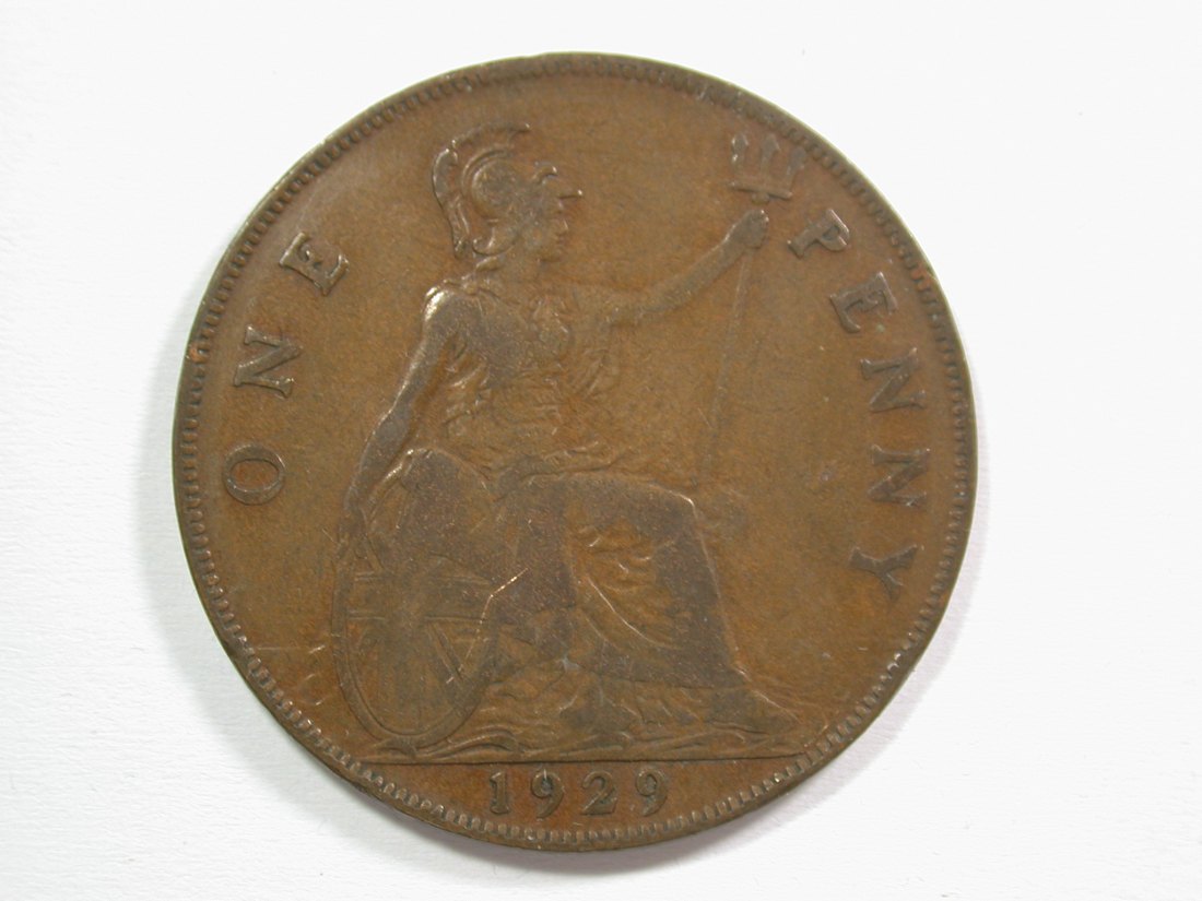 15104 Großbritanien 1 Penny 1929 große Kupfermünze in sehr schön+ Orginalbilder