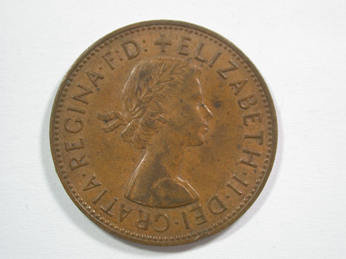  15104 Großbritanien 1 Penny 1963 große Kupfermünze in ss+ Orginalbilder   