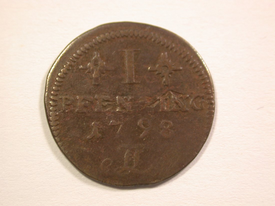 15105 Rostock 1 Pfennig 1798 FL in s-ss R Orginalbilder