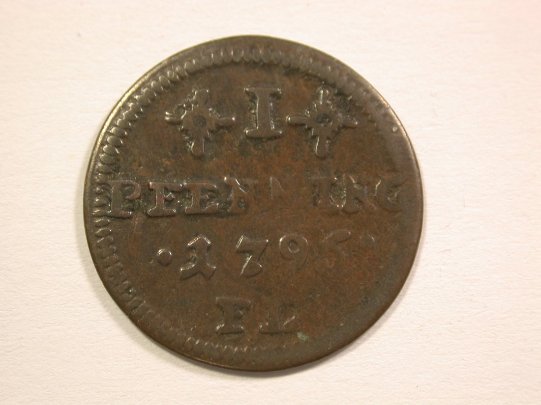  15105 Rostock 1 Pfennig 1796 FL in s-ss R  Orginalbilder   