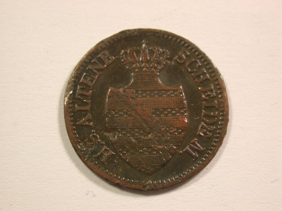  15105 Sachsen Altenburg 1 Pfennig 1852 F in s-ss, Druckstellen  Orginalbilder   