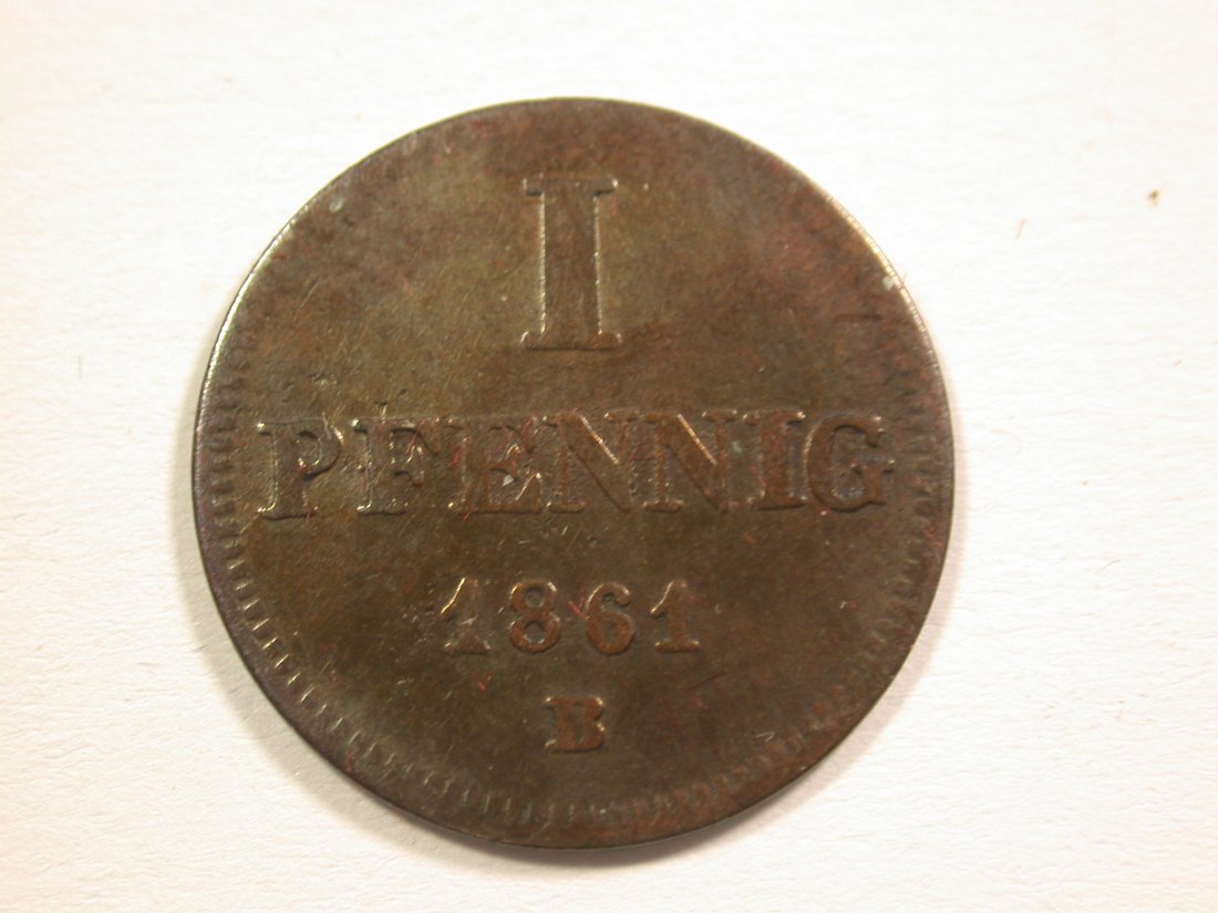 15105 Sachsen Altenburg 1 Pfennig 1861 B in ss-ss+ Orginalbilder