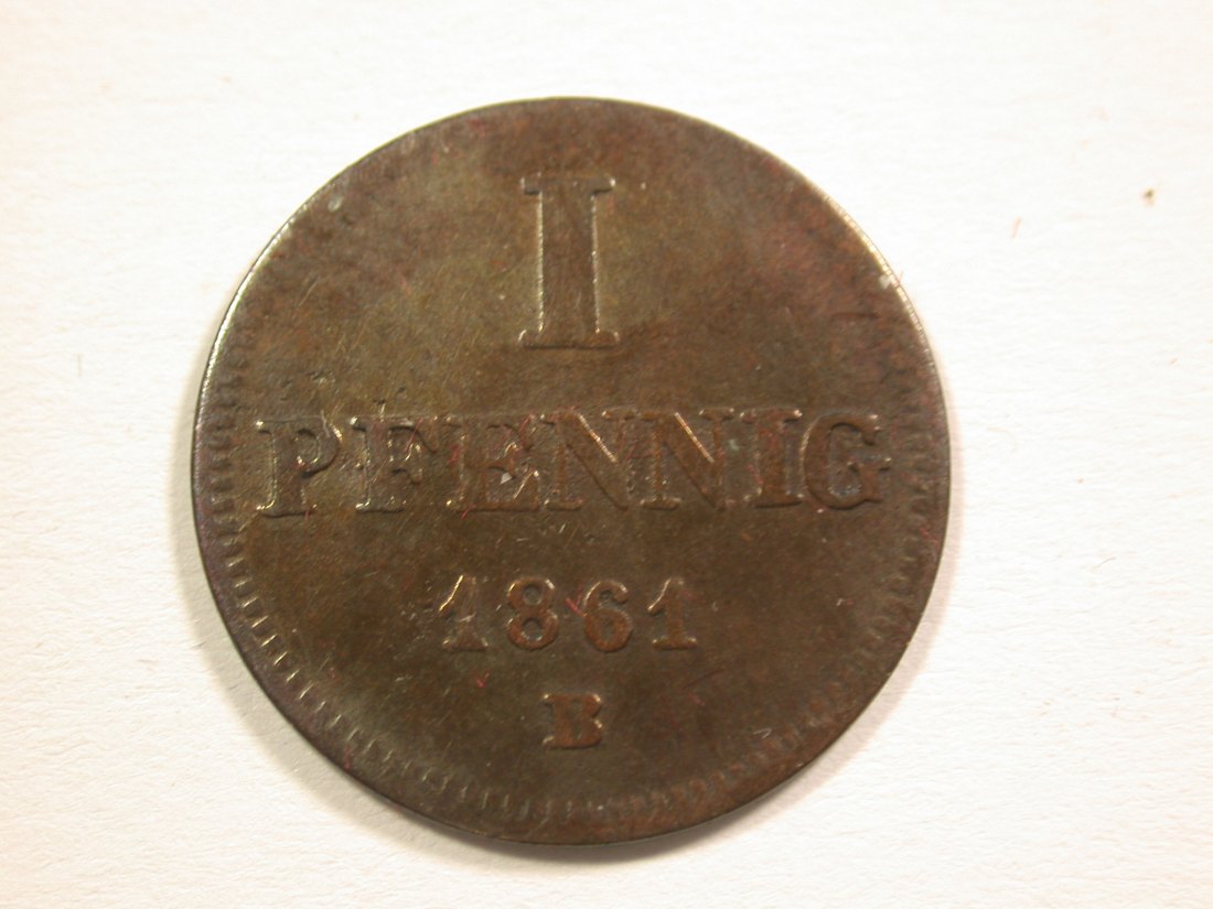  15105 Sachsen Altenburg 1 Pfennig 1861 B in ss-ss+  Orginalbilder   