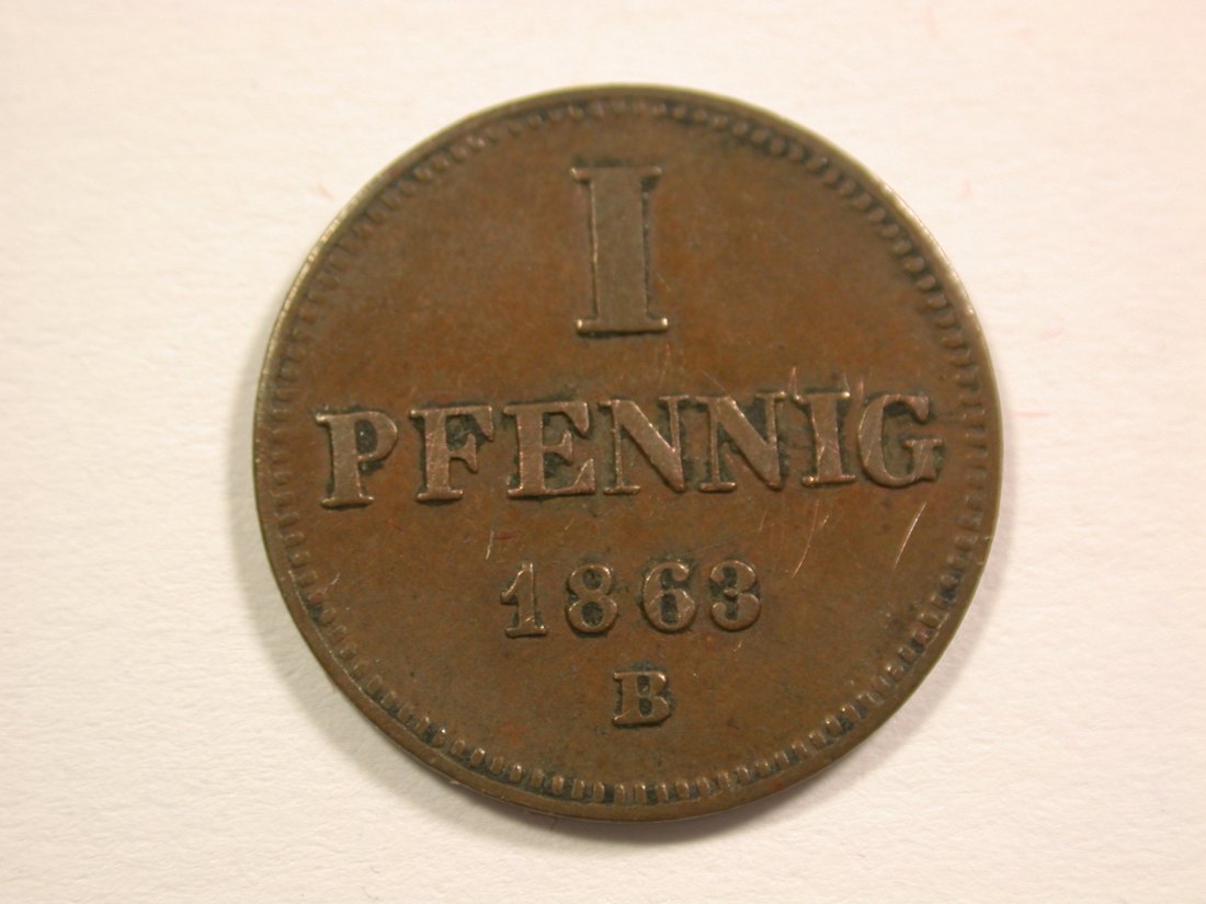 15105 Sachsen Altenburg 1 Pfennig 1863 B in ss+/ss-vz, l.gewellt Orginalbilder