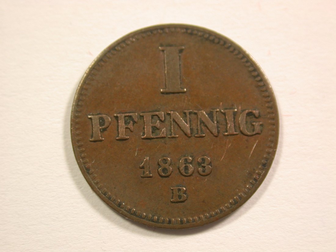  15105 Sachsen Altenburg 1 Pfennig 1863 B in ss+/ss-vz, l.gewellt  Orginalbilder   