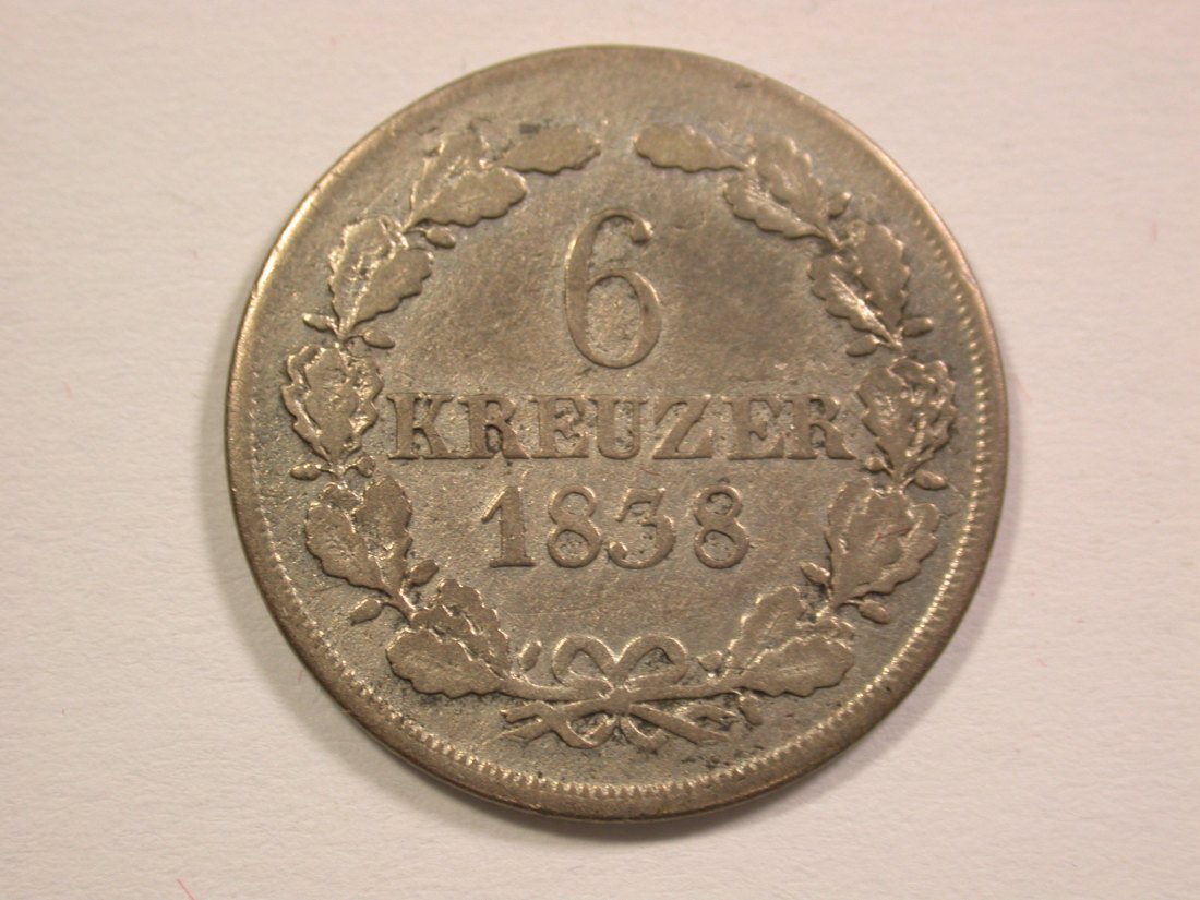 15105 Sachsen-Coburg-Gotha 6 Kreuzer 1838 in ss+ R Orginalbilder