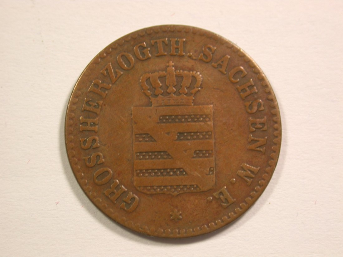  15105 Sachsen-Weimar-Eisenach  2 Pfennig 1858 A in f.ss/ss Orginalbilder   