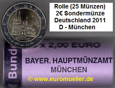 Deutschland Rolle...2 Euro Sondermünze 2011...D...NRW   