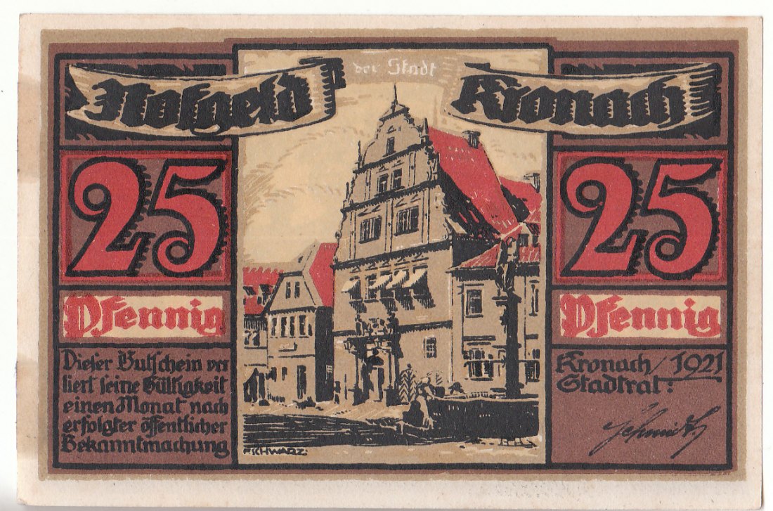  25 Pfennig der Stadt Kronach Notgeld 1921   (X011)   