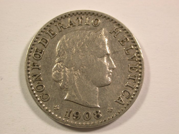 15106 Schweiz 20 Rappen 1908 in sehr schön Orginalbilder