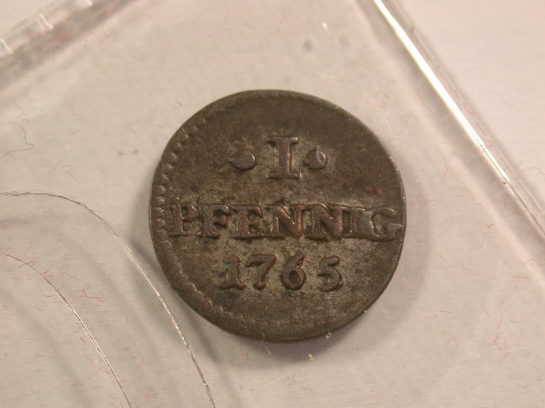 15106 Sachsen 1 Pfennig 1765 in vz RR Orginalbilder