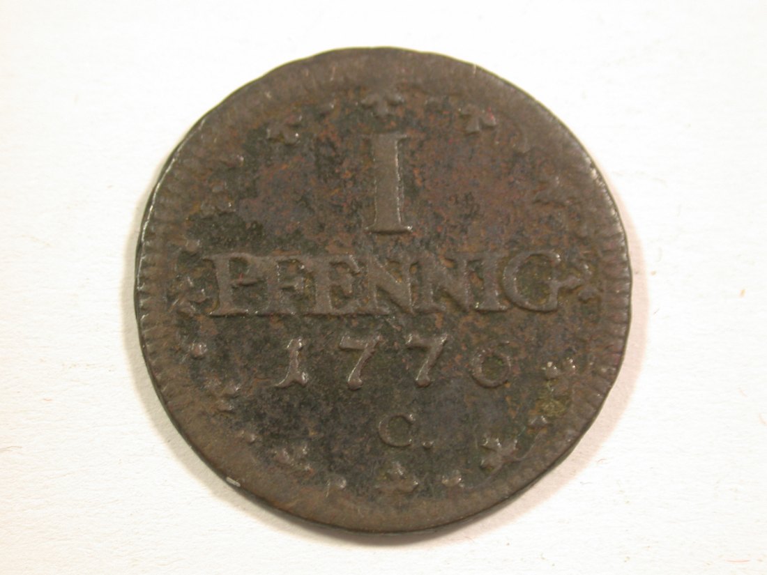 15106 Sachsen 1 Pfennig 1776 C in ss Orginalbilder