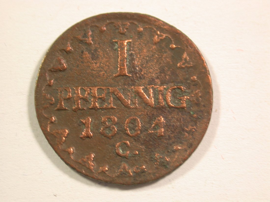 15106 Sachsen 1 Pfennig 1804 C in s/s-ss Orginalbilder