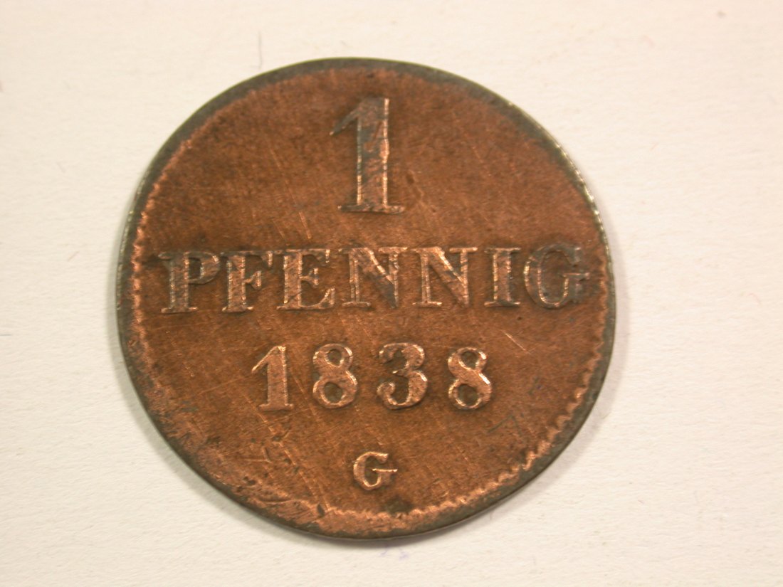  15106 Sachsen 1 Pfennig 1838 G in f.ss  Orginalbilder   