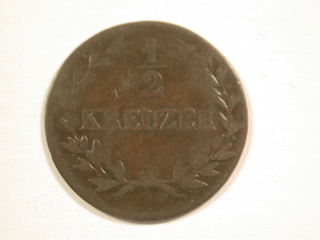 15106 Baden 1/2 Kreuzer 1824 in s-ss Orginalbilder