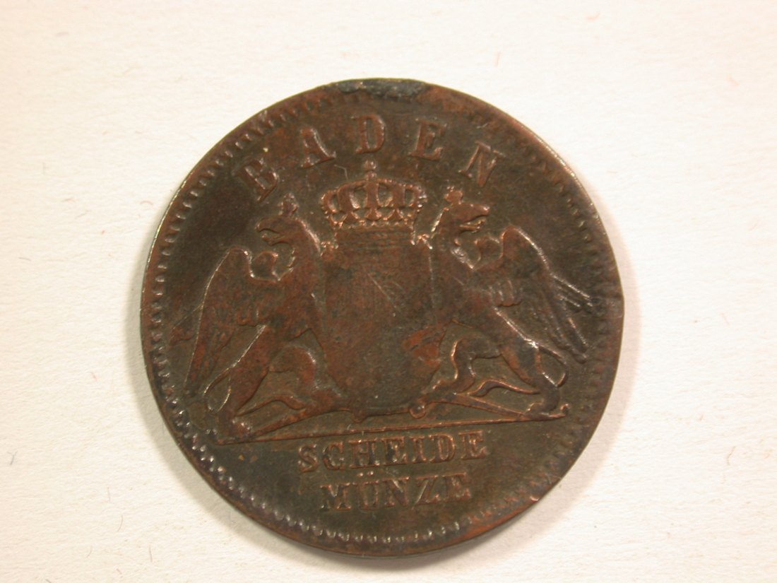  15106 Baden  1/2 Kreuzer 1859 in ss, Hksp.  Orginalbilder   