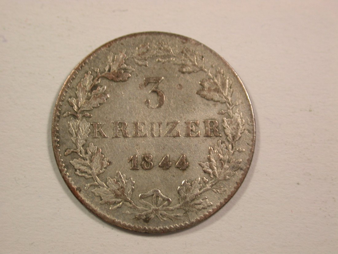  15107 Hohenzollern-Sigmaringen 3 Kreuzer 1844 in ss+  Orginalbilder   