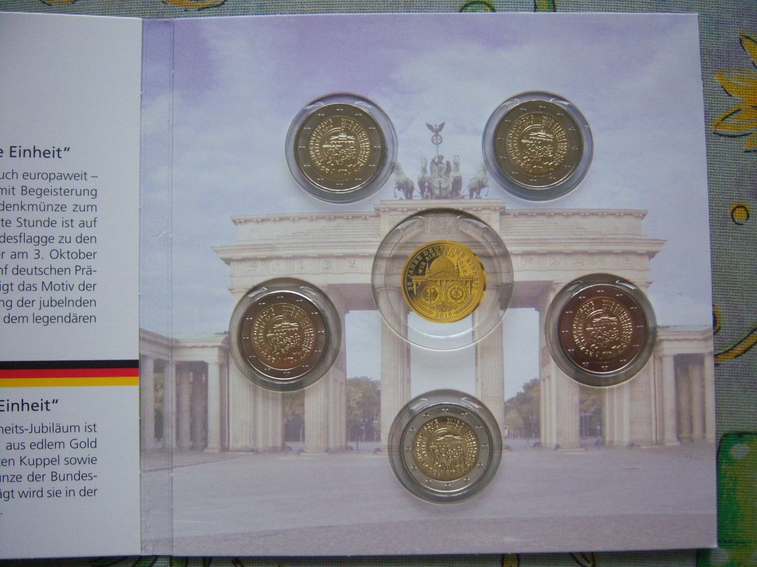  Deutschland,5x 2 Euro Gedenkmünzen im Blister,25 Jahre Wiedervereinigung   