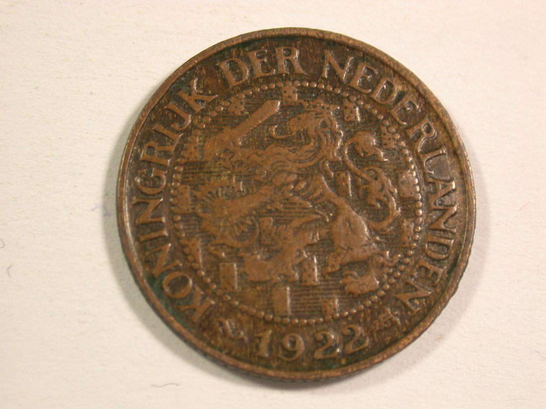  15001 Niederlande  1 Cent 1922 in ss-vz  Orginalbilder   