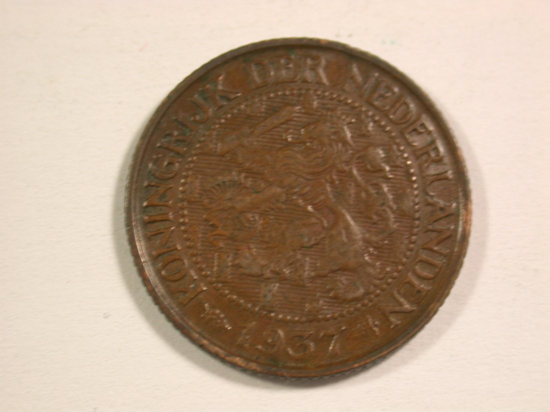  15001 Niederlande  1 Cent 1937 in ss-vz/f.vz Orginalbilder   