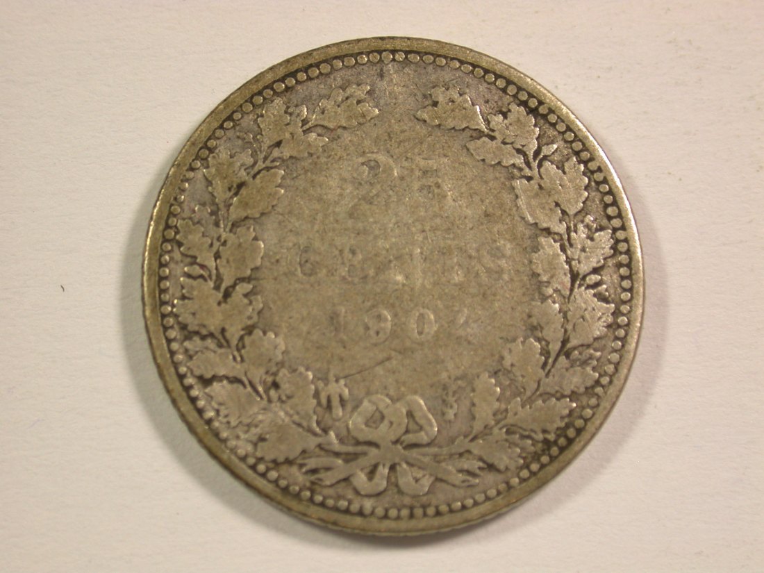 15001 Niederlande 25 Cent 1904 in f.schön Silber Orginalbilder