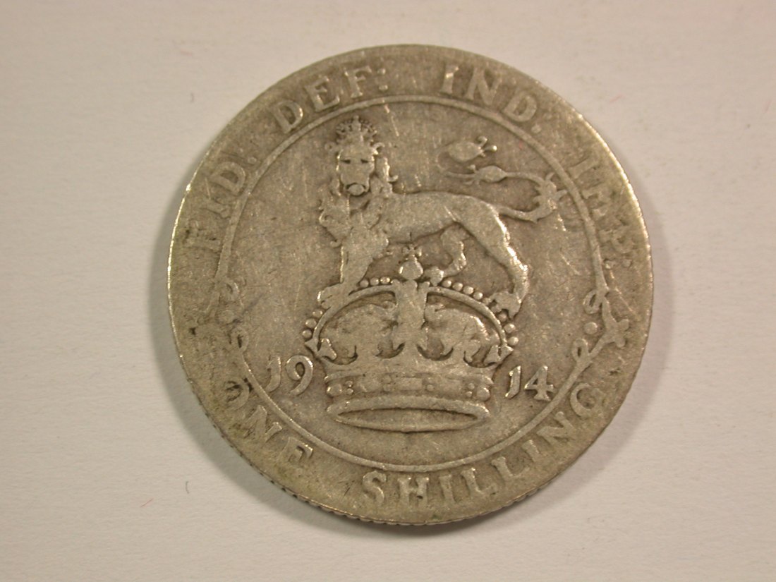  15001 Großbritannien Shilling 1914 in sehr schön  Silber  Orginalbilder   