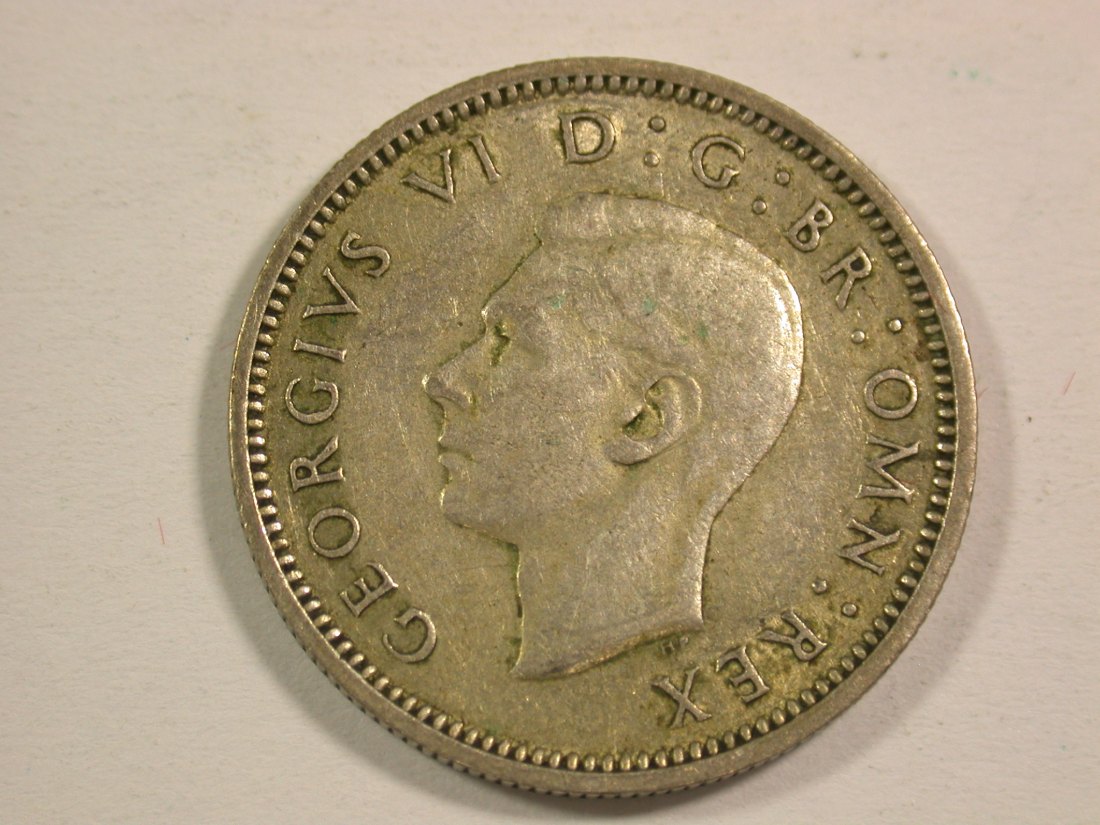  15001 Großbritannien 6 Pence 1944 in f.vz  Orginalbilder   