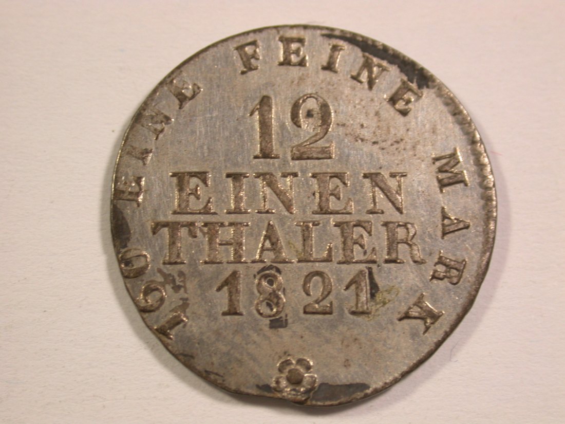 15002 Sachsen 1821 1/12 Taler in fast Stempelglanz, Zainenden Orginalbilder