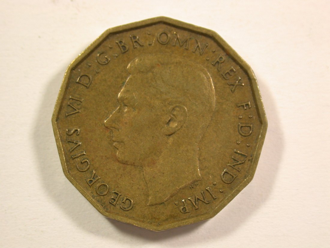  15002 Grossbritannien  3 Pence 1939 in ss-vz  Orginalbilder   