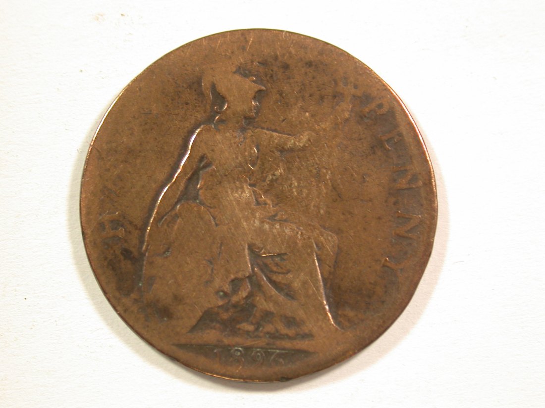  15002 Grossbritannien  1/2 Penny 1896 in gering-schön, geputzt Orginalbilder   