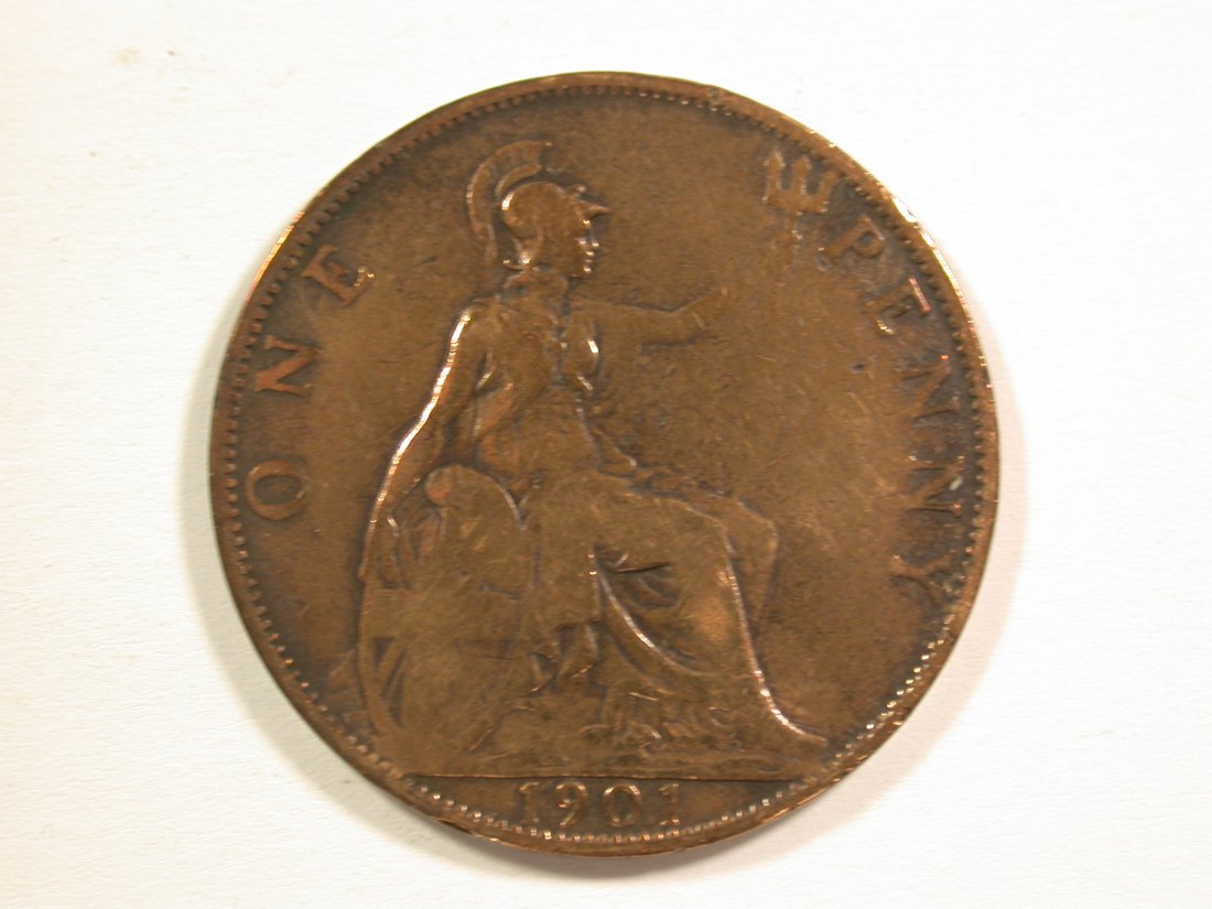 15002 Grossbritannien 1 Penny 1901 in schön+, geputzt Orginalbilder