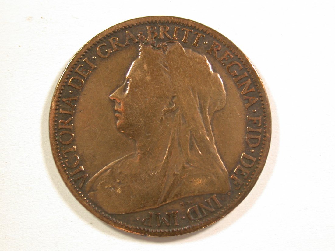  15002 Grossbritannien  1 Penny 1901 in schön+, geputzt Orginalbilder   