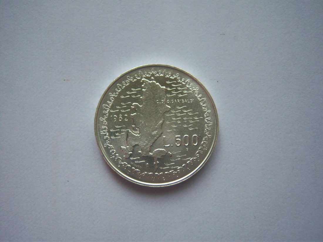  Italien, 500 Lire Silber 1982, Stempelglanz,Todestag von Garibaldi   