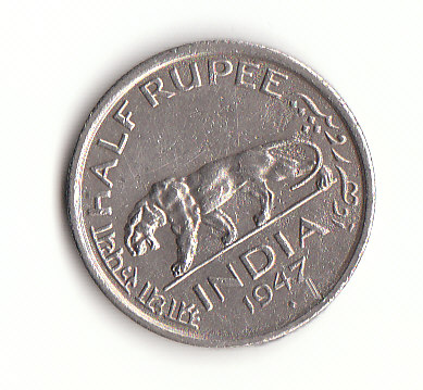 1/2 Rupee Indien 1947 (G984)