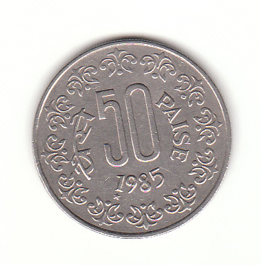  50 Paise Indien 1985 mit stern unter der Jahreszahl  (H279)   