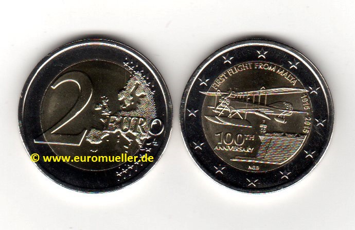 Malta 2 Euro Sondermünze 2015...Erstflug...unc.   