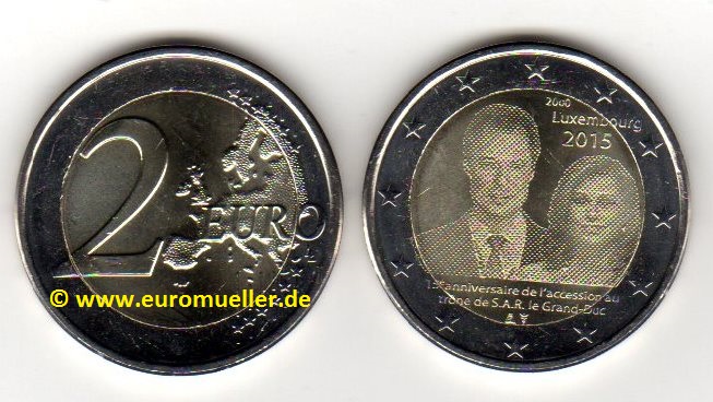 Luxemburg 2 Euro Sondermünze 2015...Thronbesteigung Henri   