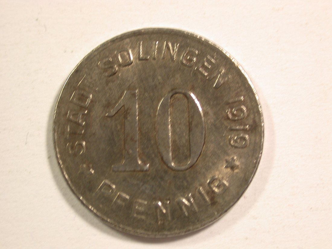  15108 Solingen 10 Pfennig 1919 in vz-st Orginalbilder   